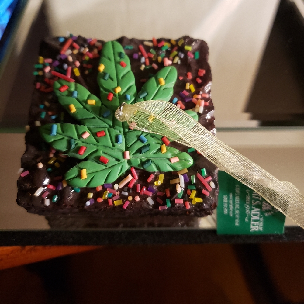 Kurt Adler Ornament Cannabis Brownie with Sprinkles ChristmasOrnament